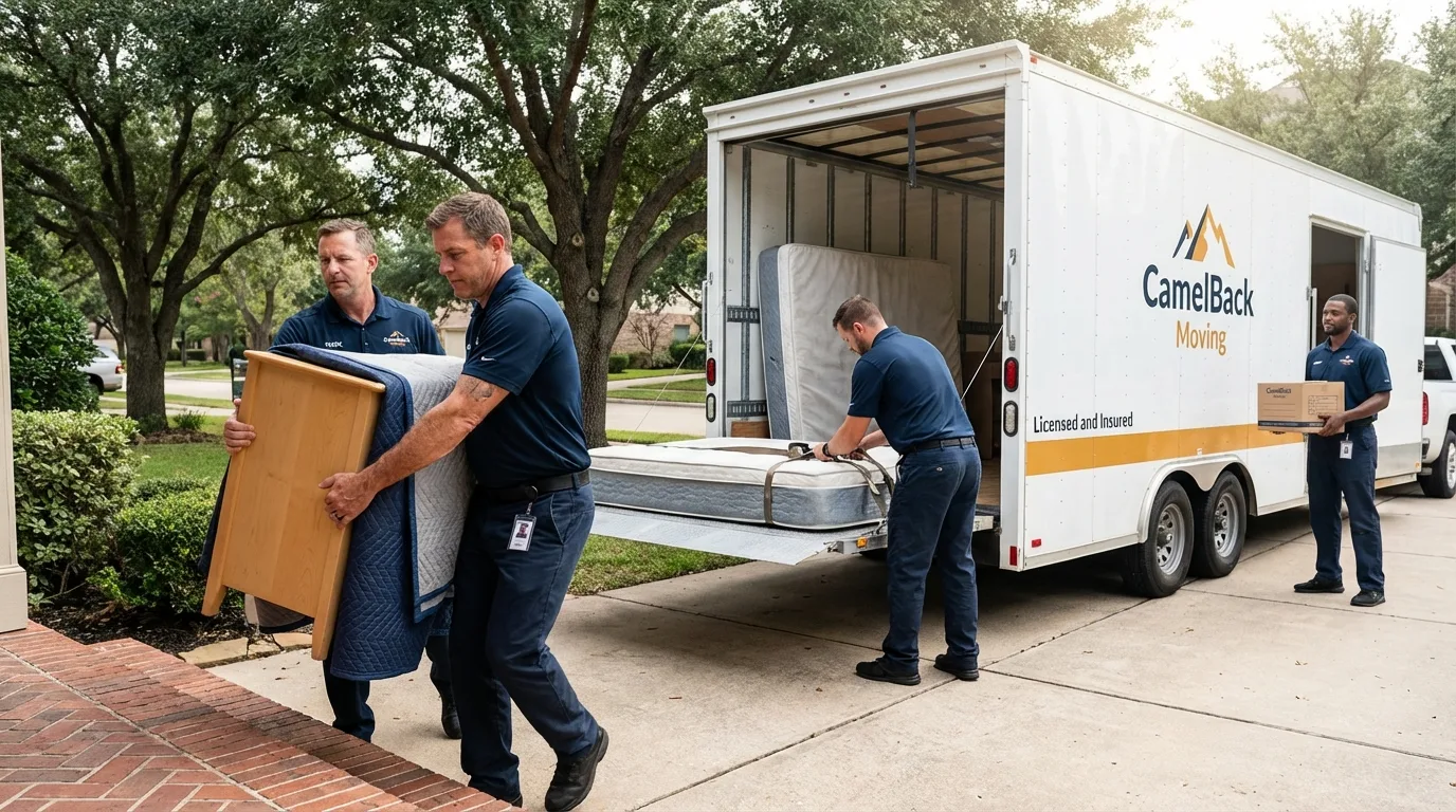 Crew loading residential truck for cross-state move from Columbia, MS